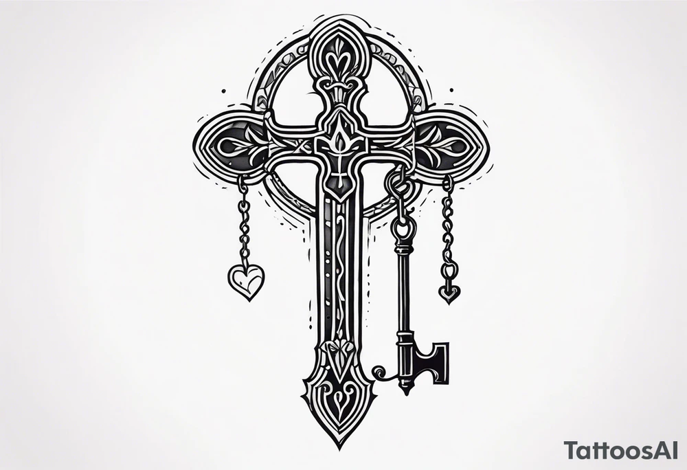 A heart shaped skeleton key tattoo idea