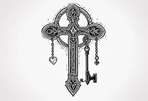 A heart shaped skeleton key tattoo idea