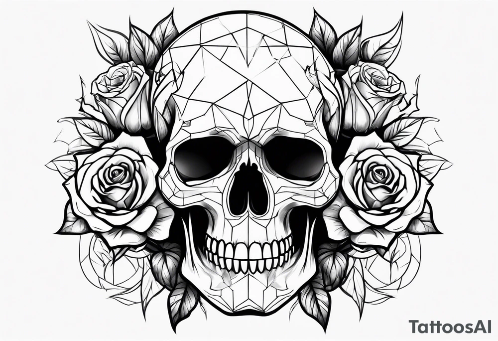 skull and roses tattoo idea