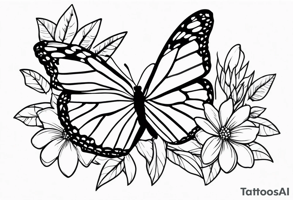 for forearm vine wrapping around long with some hawiann flowers incorporate some monarch butterflies into it tattoo idea