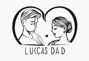 minimalist mini tattoo for couples (half mom and half dad), of our son's name "Lucas" tattoo idea