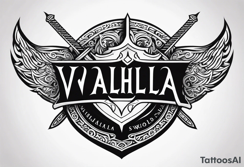 Valhalla sword round shield tattoo idea