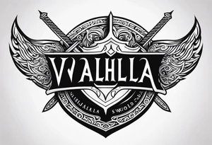 Valhalla sword round shield tattoo idea