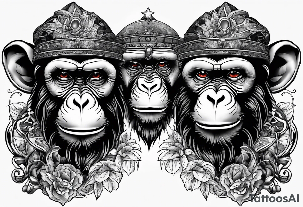 see no three monkeys tattoo tattoo idea