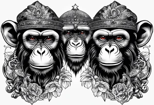 see no three monkeys tattoo tattoo idea