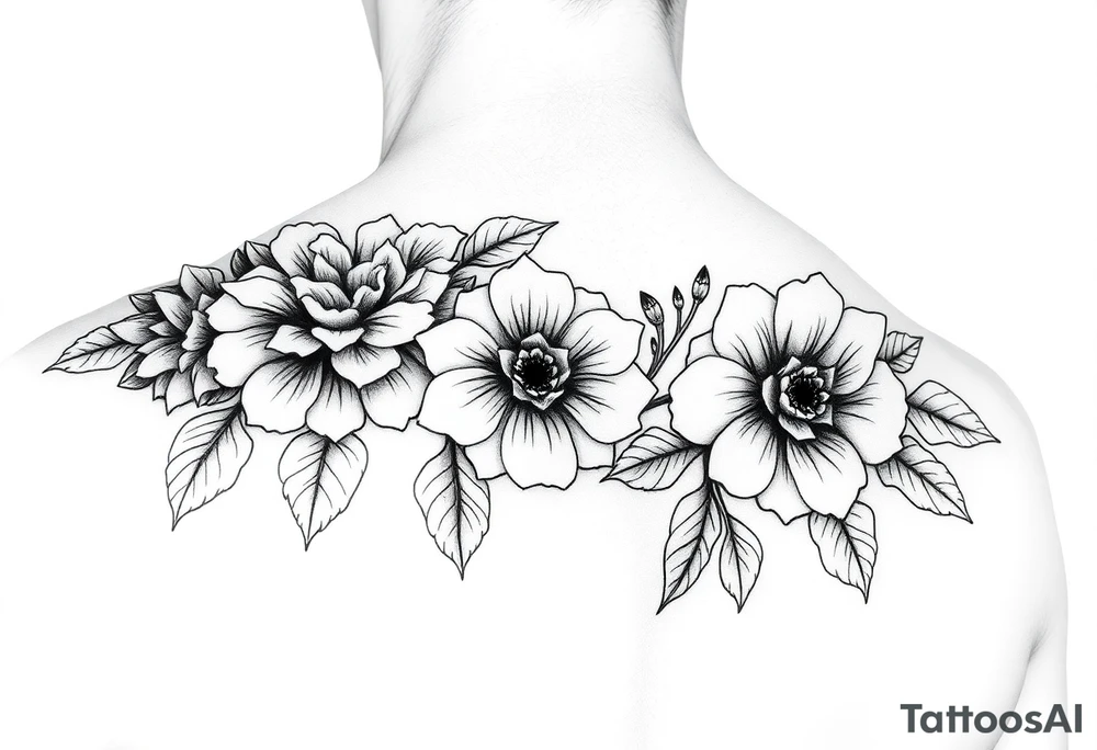 Ornamental floral shoulder tattoo tattoo idea