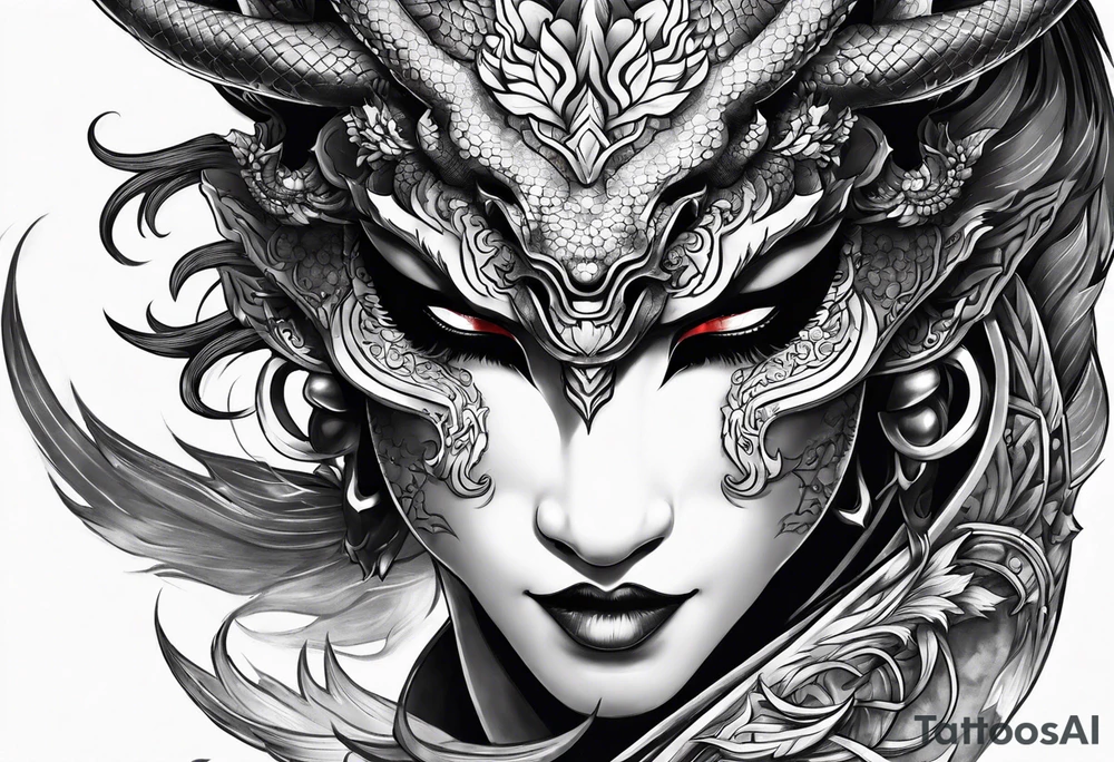 firedragon mask tattoo idea