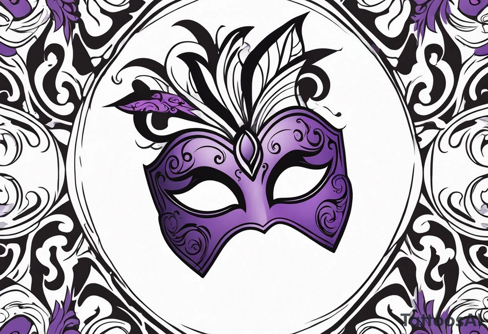 Unhappy Masquerade mask that is purple and black  with smoke tattoo idea