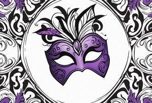 Unhappy Masquerade mask that is purple and black  with smoke tattoo idea
