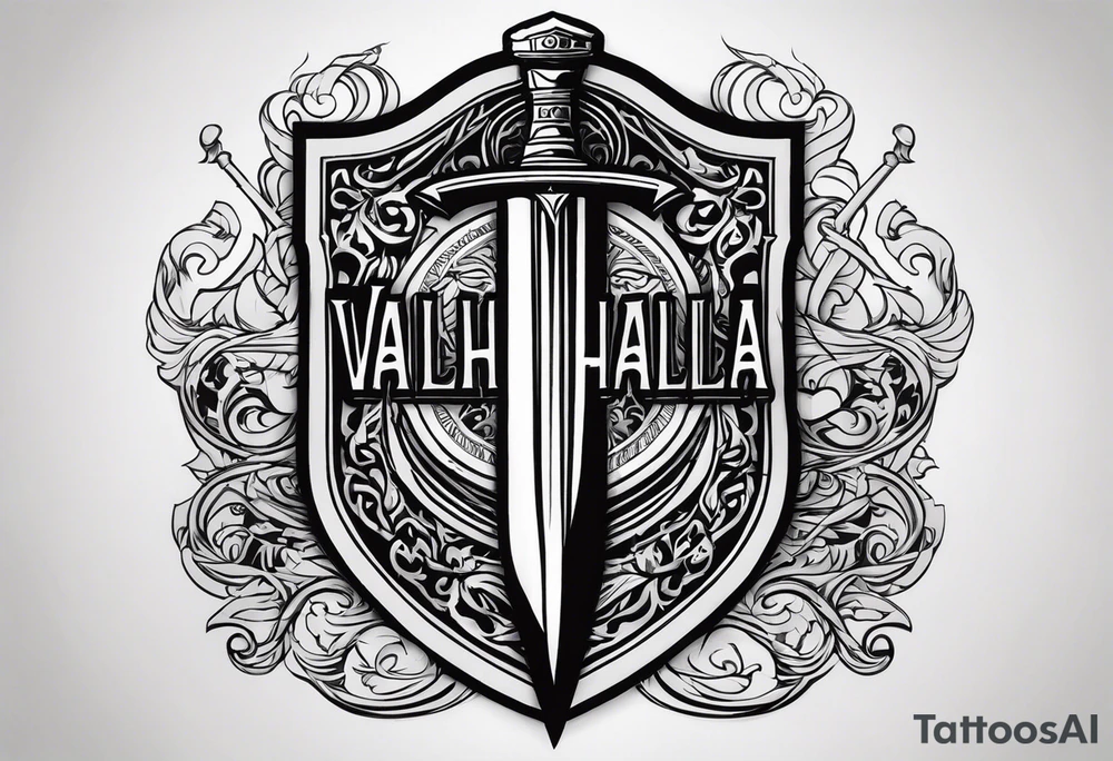 Valhalla Stairs sword shield tattoo idea