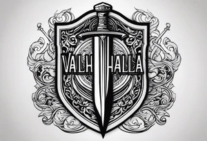Valhalla Stairs sword shield tattoo idea