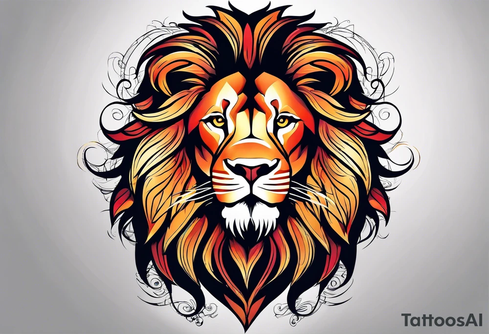 Powerful majestic lion, with shadow of family four tattoo idea