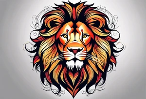 Powerful majestic lion, with shadow of family four tattoo idea