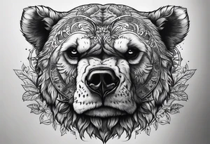 Got his skull bears head tattoo idea