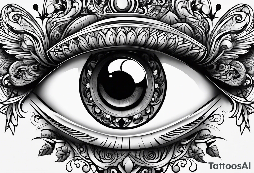 big eye with wings tattoo idea