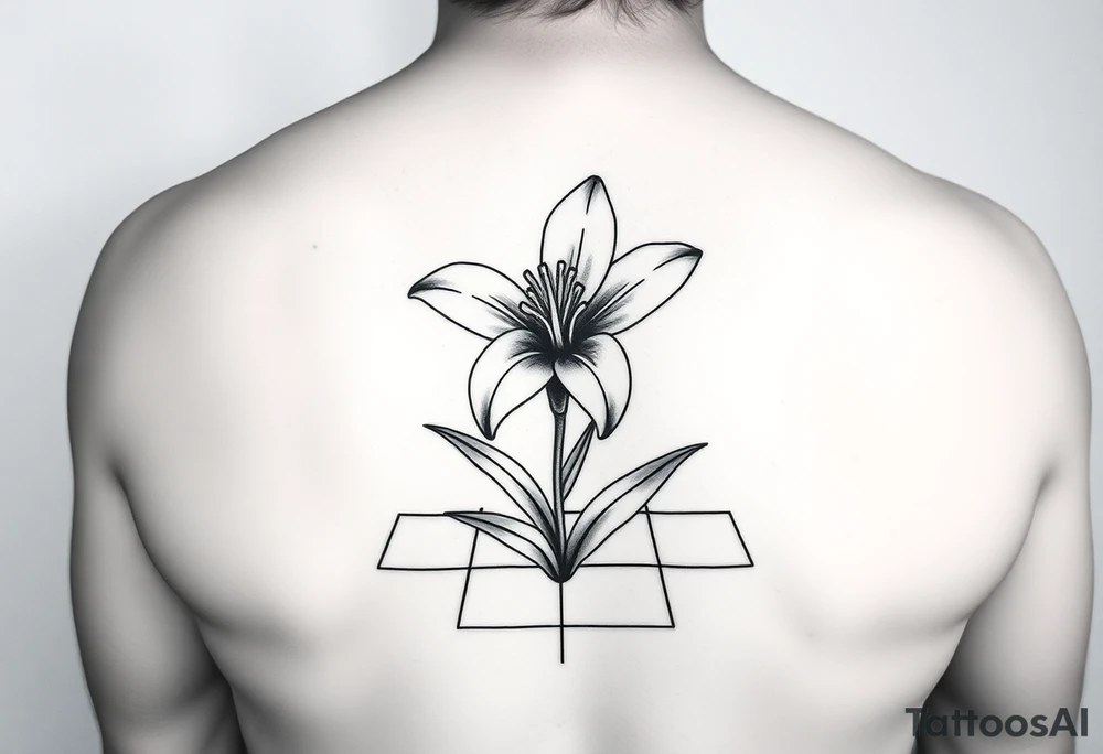 lily coming up out of the tile floor tattoo idea