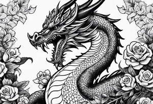 Drachen mit Kirschblüten tattoo idea