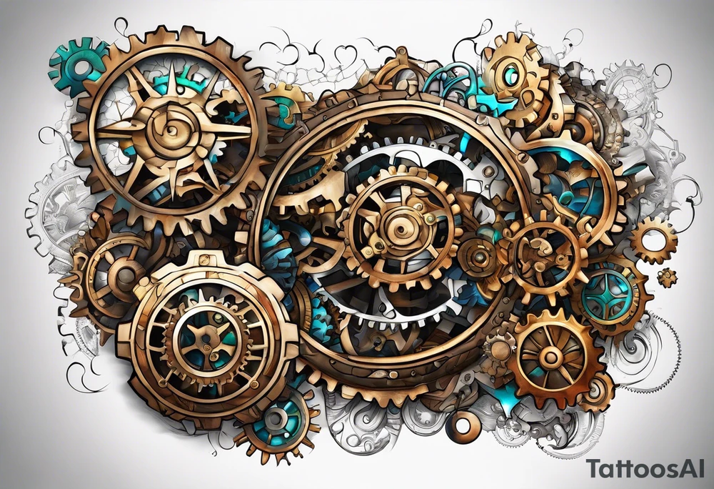 steam punk, Gears, Autism, puzzle pieces tattoo idea
