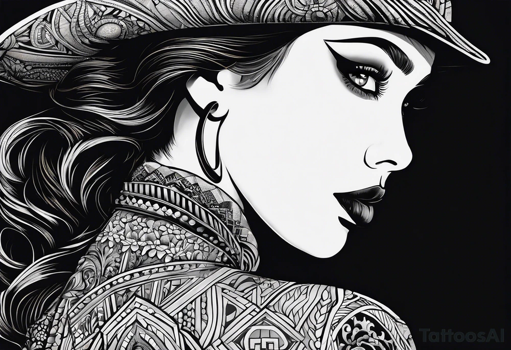 Portrait of the Woman in Black. No color tattoo idea