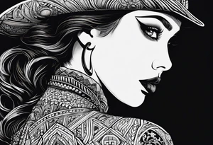 Portrait of the Woman in Black. No color tattoo idea