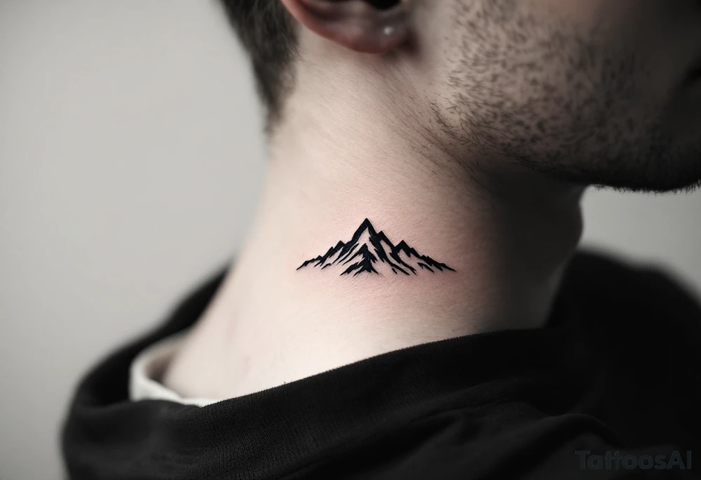 忍 (rěn, “endurance”) in charcoal gray fits beside a mountain silhouette for perseverance. tattoo idea