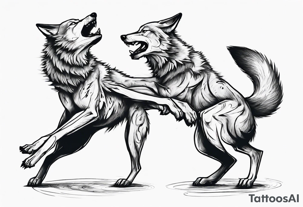 two wolves dancing on their hind legs. tattoo idea