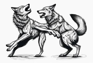 two wolves dancing on their hind legs. tattoo idea