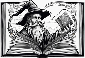 wizard breaking out of a book tattoo idea
