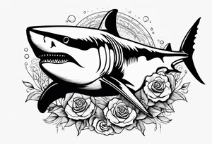 Great white shark outline but grunge tattoo idea