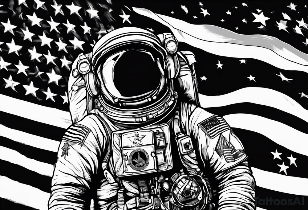Astronaut wearing a peace flag tattoo idea