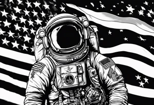 Astronaut wearing a peace flag tattoo idea