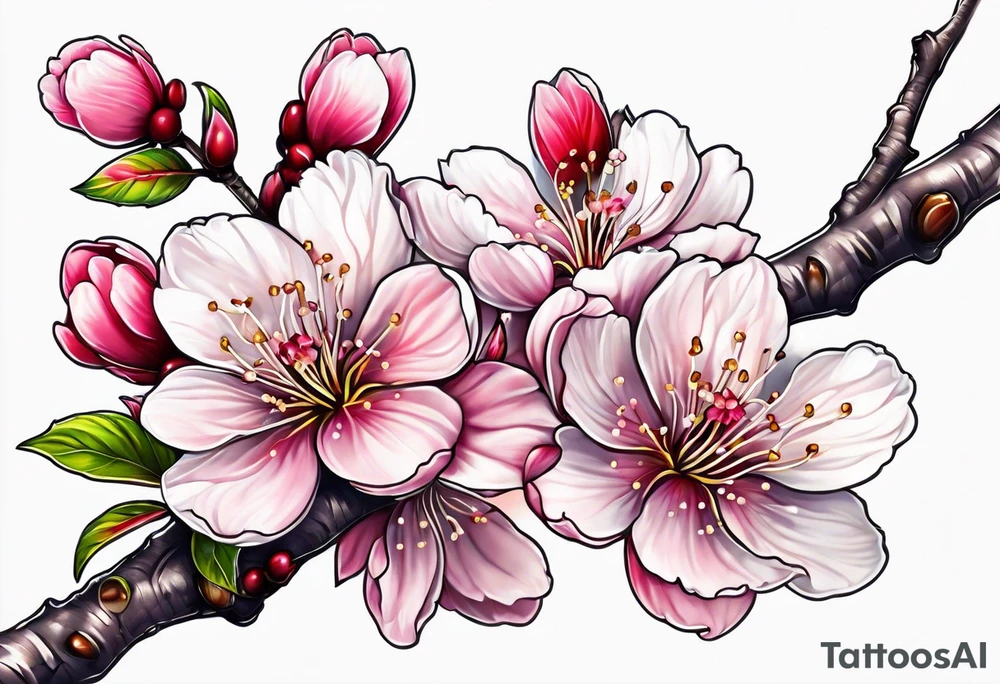 Cherry blossoms and srtars tattoo idea