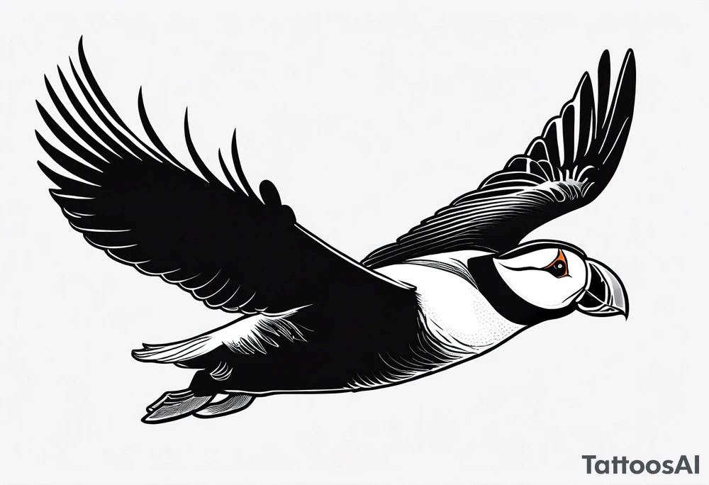 a flying puffin with black wings
 -  forarm Tattoo tattoo idea