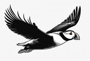 a flying puffin with black wings
 -  forarm Tattoo tattoo idea