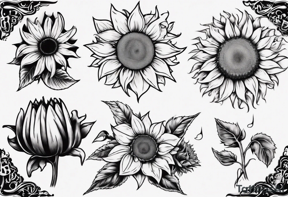 combining E and H with a sunflower tattoo idea
