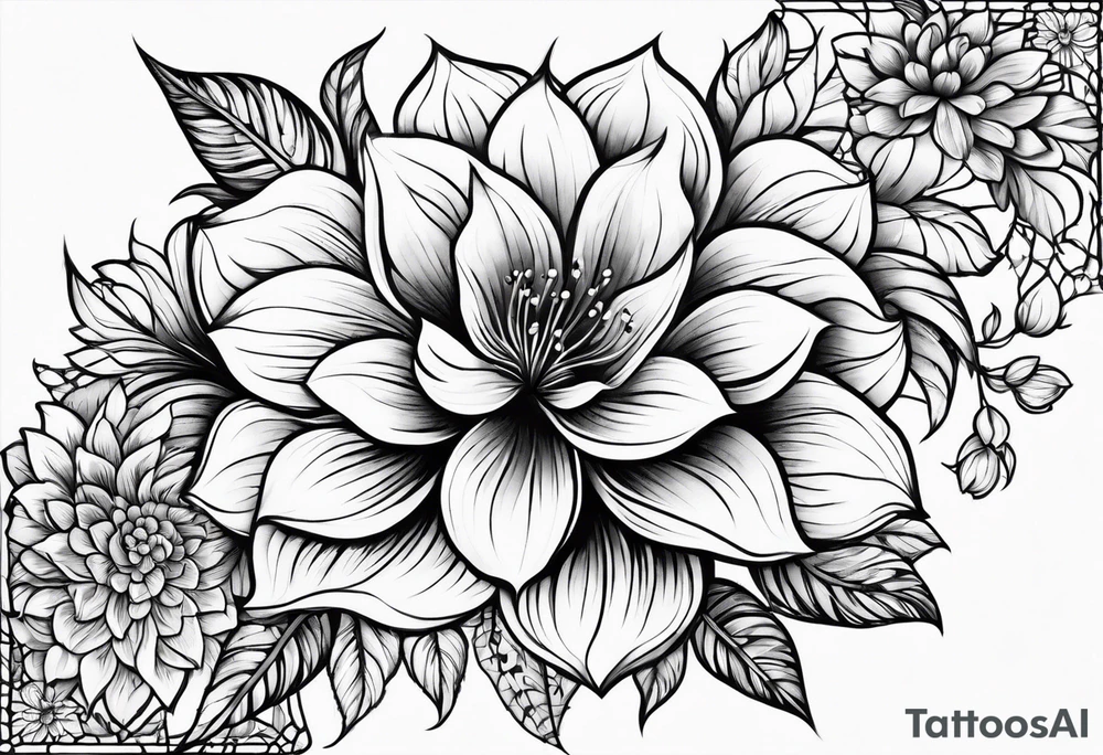 Flower lace curved tattoo idea