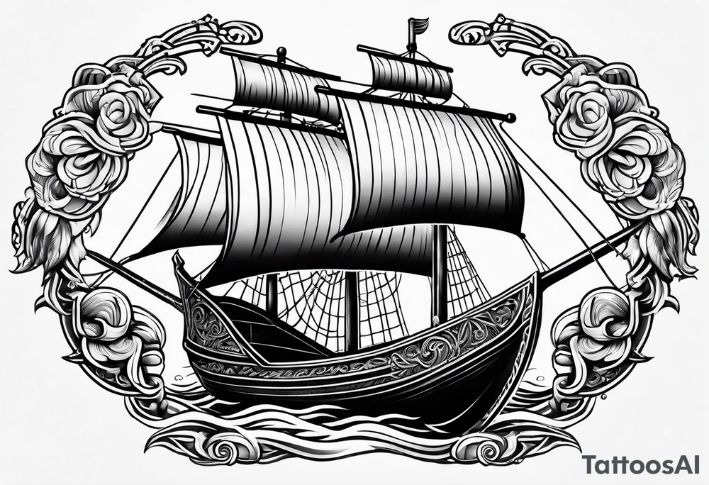Viking ship tattoo idea