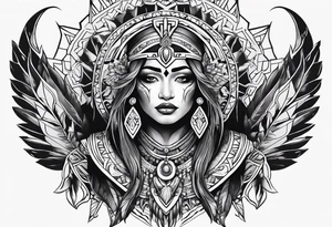beautiful, kali, valkrye, goddess, native american, chest tattoo idea