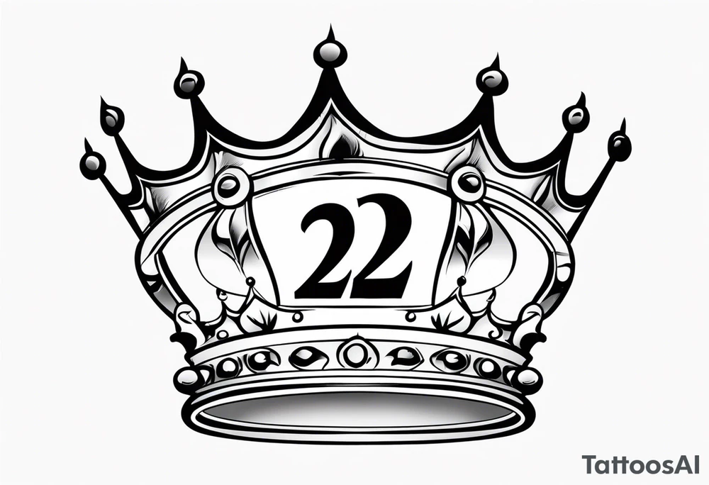 elegant number 22 with a crown tattoo idea