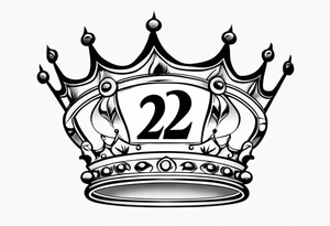 elegant number 22 with a crown tattoo idea
