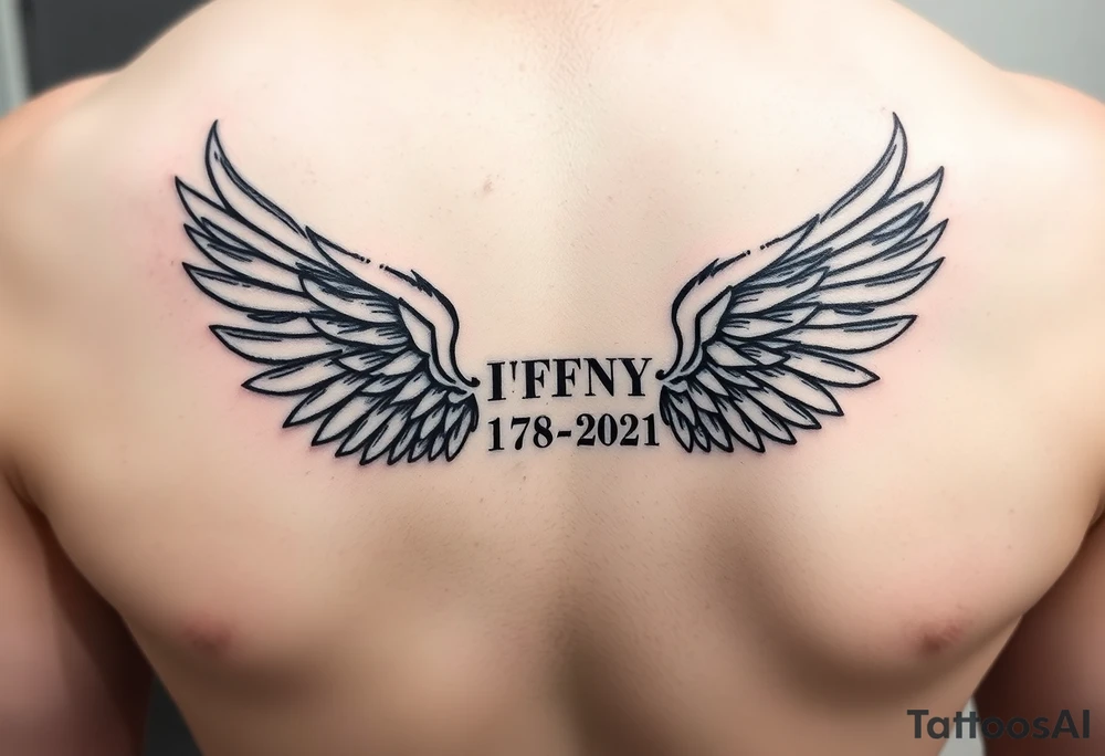 Simple Angle wings with Tiffany in the middle and 1978-2021 under it wrist tatto tattoo idea