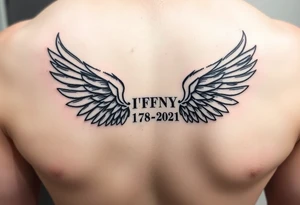 Simple Angle wings with Tiffany in the middle and 1978-2021 under it wrist tatto tattoo idea