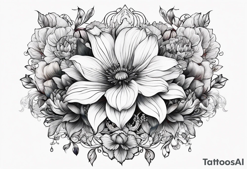 sea, flower tattoo idea