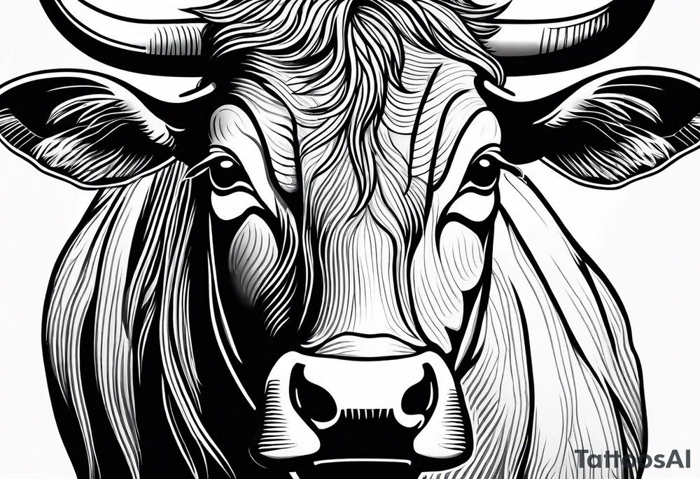 cow linework tattoo idea