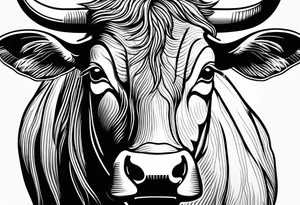 cow linework tattoo idea