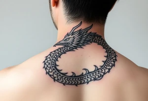 Tatuaje en espalda completa solo de la cabeza de un dragón demonio japones tattoo idea