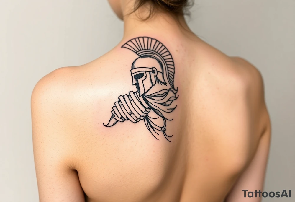 Spartan warrior tattoo on upper arm as sleeve
. tattoo idea
