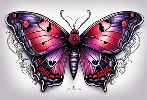 Black, red, and purple lunar moth tattoo idea