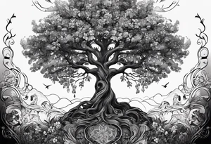 Un arbre de vie et les prénoms Charly et Gaby tattoo idea