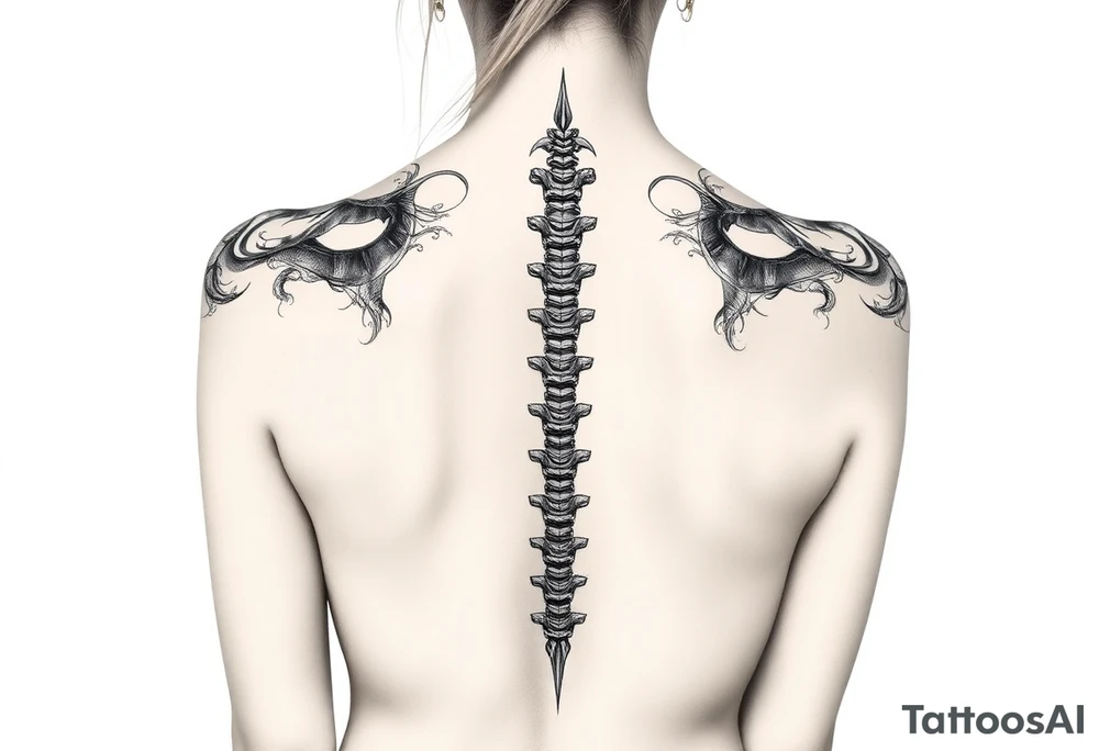 Spinal futuristic, full length, shoulders to lower back tattoo idea